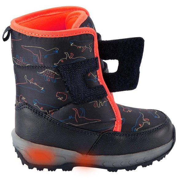 NEW Carter's Kids Waterproof Light Up Red Orange Dinosaur Doodle Snow Boot Shoes - Picture 4 of 4